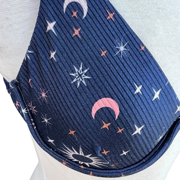 DESPI Brazilian Swimwear Plunge Cups Bikini Top Celestial Sun Moon Stars Medium - Picture 4 of 7